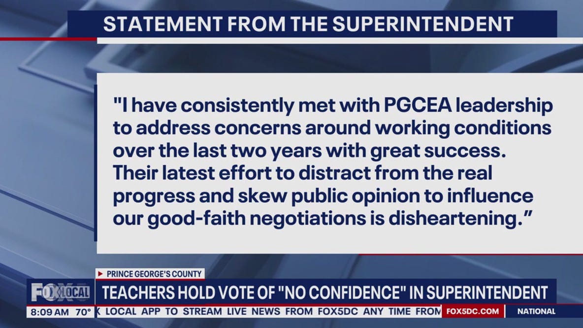 PG Co. teachers vote 'no confidence' in superintendent