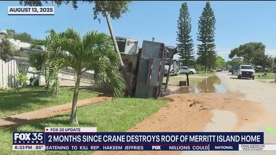 Repairs stalled after crane falls on Merritt Island home