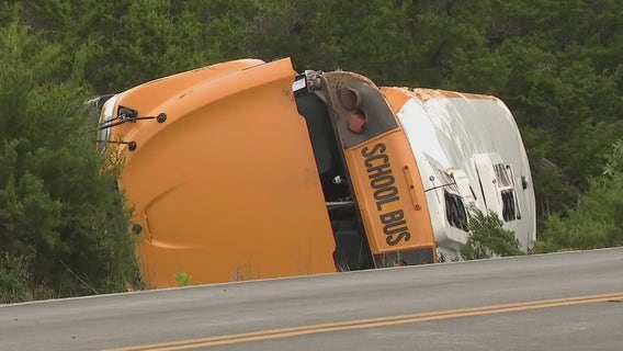 Leander ISD school bus rollover crash; several people hospitalized