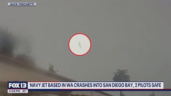 Navy jet based in WA crashes into San Diego Bay