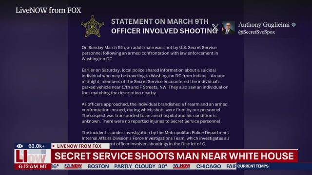 Secret Service shoots man in overnight 'armed confrontation' near White House