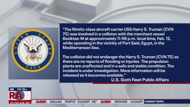 U.S. aircraft carrier collides with large cargo ship in Mediterranean Sea