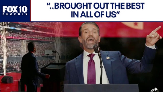 Donald Trump, Jr. speaks at Charlie Kirk's memorial