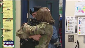 Soldier home for Christmas surprises 6-year-old daughter