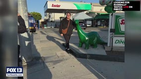 Stolen dino mascot returns to Los Angeles gas station