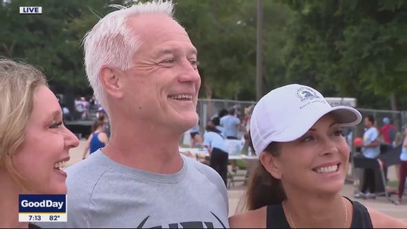 Daryl Johnston on Wipe Out Kids Cancer run in Plano