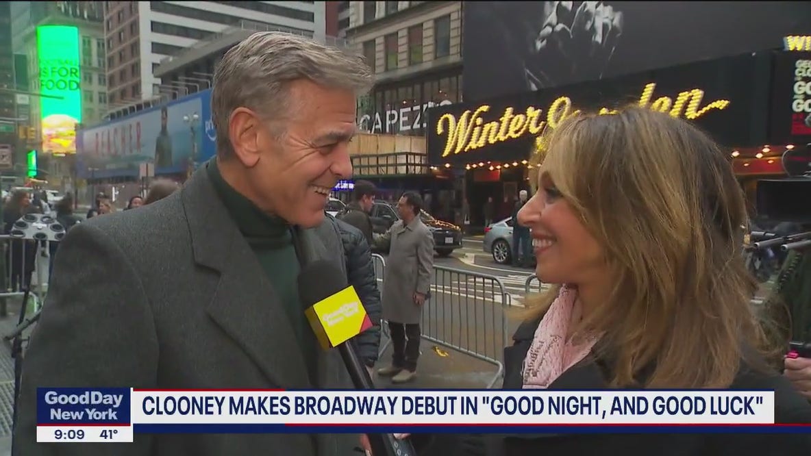 Rosanna ambushes George Clooney for Times Square interview