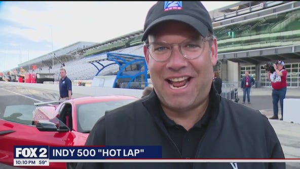 Ryan Ermani takes a ride in the pace car for the Indianapolis 500