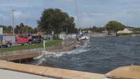 Wind knocks boats loose near Cocoa's Riverfront Park