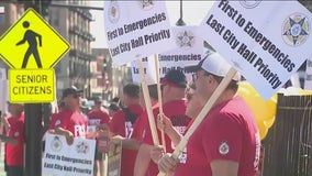 Chicago firefighters march on the DNC over contract disputes