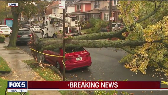 Relentless rain causes street flooding in NYC, Long Island