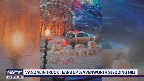 Vandal in truck tears up famous WA light display, sledding hill in Leavenworth