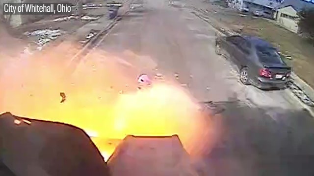 Watch: Garbage truck explosion is 'close call' for Ohio trash crew