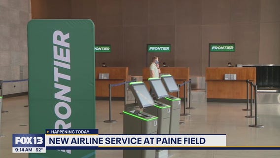 Frontier Airline service begins at Paine Field Airport in Everett, WA