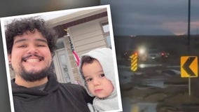 Dad arrested after child swept away by floodwaters