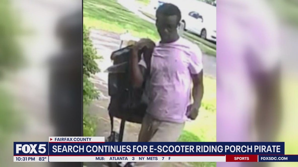 Porch pirate on e-scooter strikes twice in Fairfax County