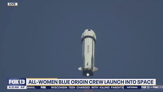 All-women Blue Origin crew launch into space