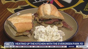 Cooking with Fire: Steak sandwich with the Evergreen Park Fire Department
