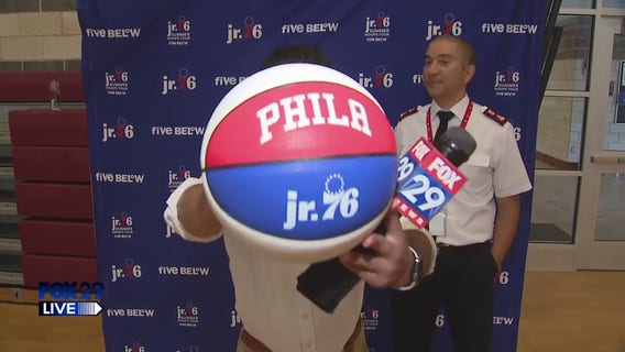 FOX 29 LIVE: Jr. 76ers Tour dribbles by the Kroc Center in Camden