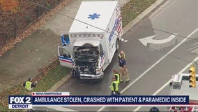 Stolen ambulance crashes in Northville Township