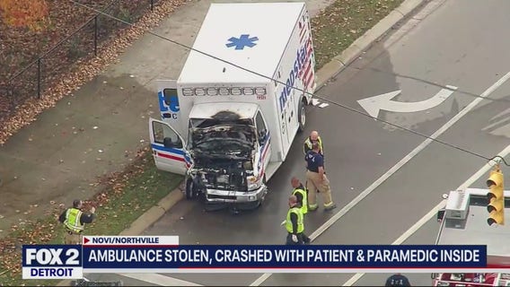 Stolen ambulance crashes in Northville Township