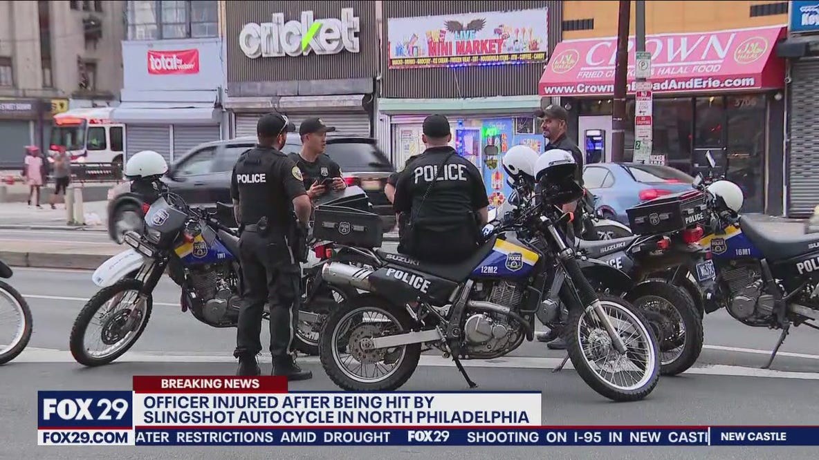 Officer on ATV struck by slingshot motorcycle in Philadelphia