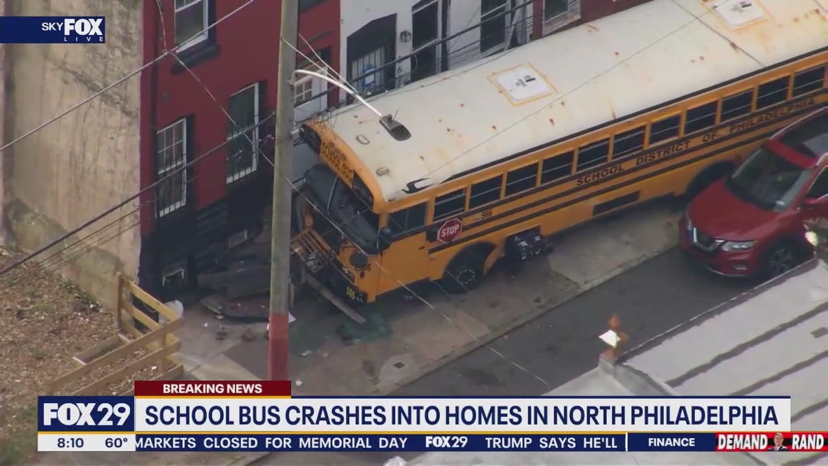 School bus crashes into Philadelphia rowhomes