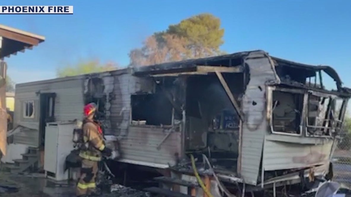 Trailer engulfed in flames in Phoenix