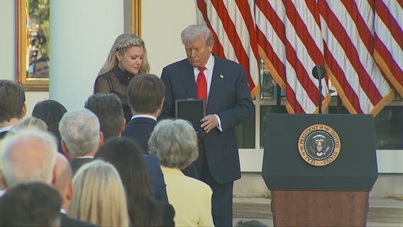 Erika Kirk speaks after Trump posthumously awards Charlie Kirk Medal of Freedom