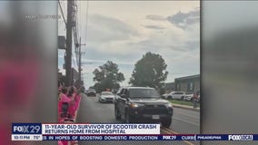 Young girl who survived scooter crash returns home from hospital