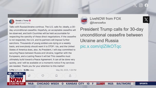 Trump calls for 30-day ceasefire in Russia-Ukraine war, threatens sanctions