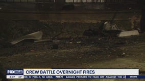 Crews battle overnight fires