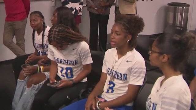 Girls talk about flag football
