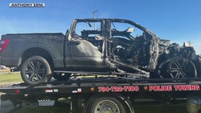 Hybrid Ford F-150 truck ignites into flames on the road