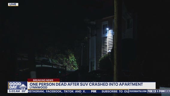 1 person dead after SUV crashes into Lynnwood, WA apartment