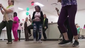 Seniors line dance in honor of late member