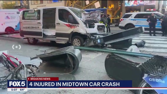 U-Haul driver crashes into cars, sidewalk structures in Midtown, injures 4