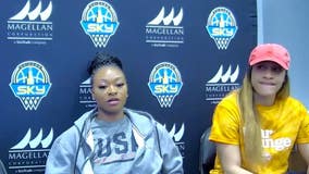 Sky players Dana Evans and Chennedy Carter talk following the Sky's loss to Washington