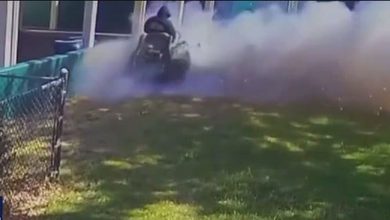 Video: Bay Area groundskeeper rocked by powerful firework while mowing lawn