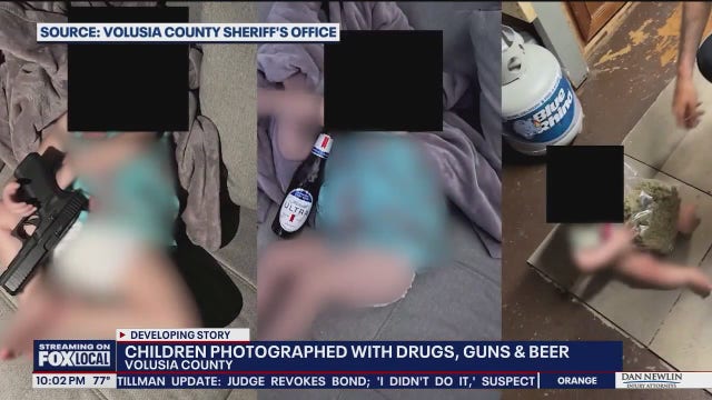 Florida man arrested after toddlers pictured with guns, beer, marijuana: Deputies