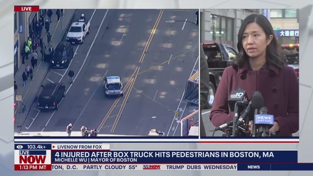 Several people hurt after truck hits pedestrians on busy street in Boston