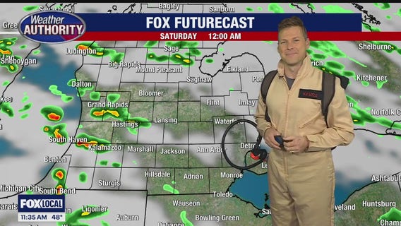 Some sprinkles are possible today but most of Halloween is dry