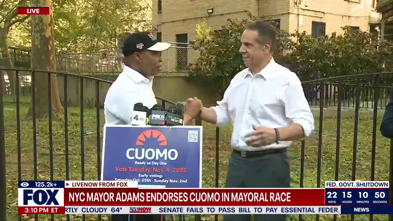 Adams Endorses Cuomo in NY Mayoral race