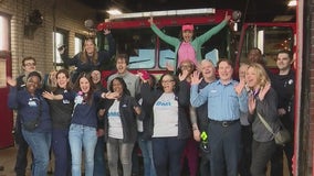 DMC Burn Unit staff visit with Detroit firefighters