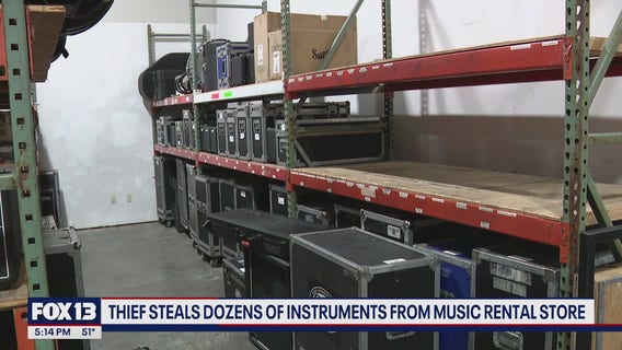 Dozens of instruments stolen from Seattle-area music rental store