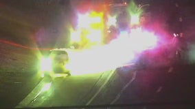 Police chase ends with car on fire in Mesa