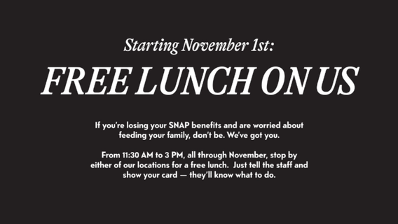 Suburban Chicago restaurant offers free lunch to families losing SNAP benefits | ChicagoLIVE