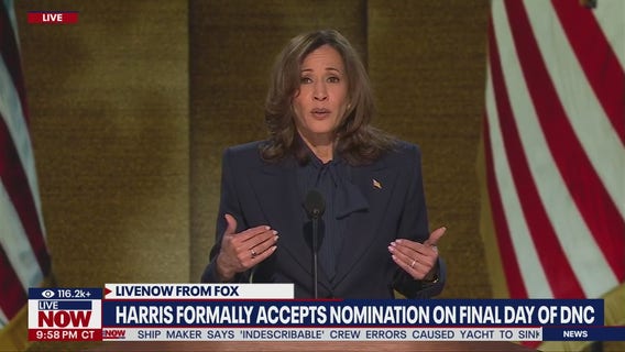 Kamala Harris formally accepts presidential nomination in DNC speech