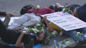 Die-in protest held in DTLA over budget cuts to road safety