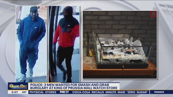 2 men wanted for smash and grab burglary at King of Prussia Mall